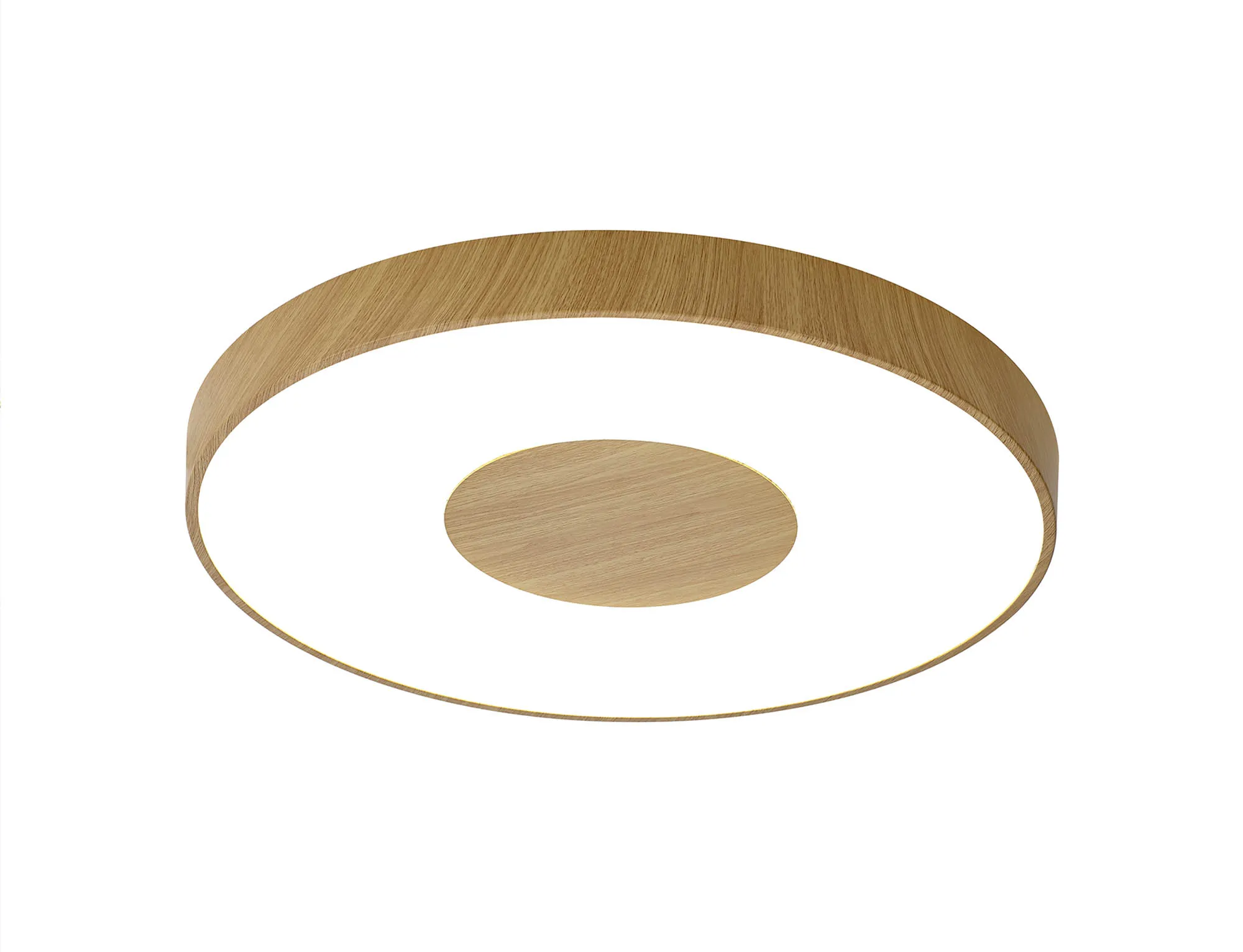 Coin 100W LED Round  Flush Ceiling Wood Effect